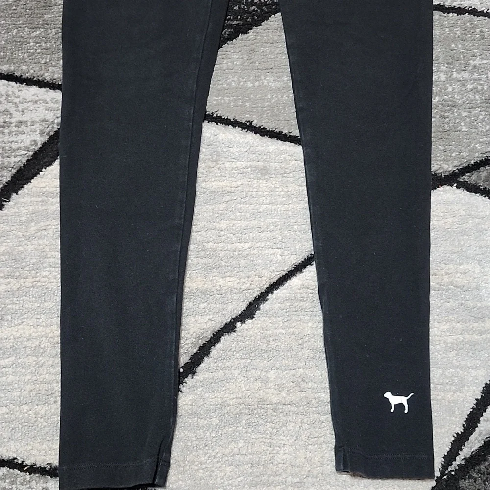 VINTAGE VS PINK YOGA 2016 BLACK SILVER SEQUINS COTTON LEGGINGS